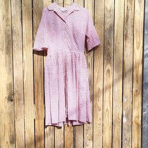 Pink Printed Button-Front Midi Dress